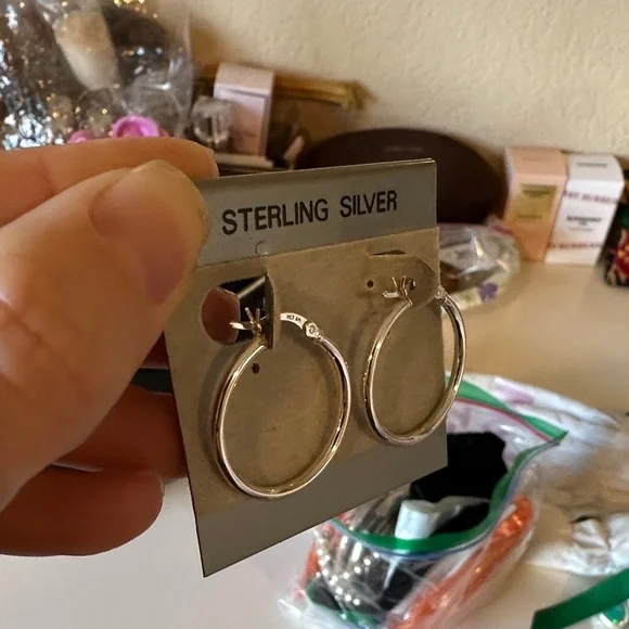 Classic Sterling Silver Hoop Earrings - Picture 3 of 5